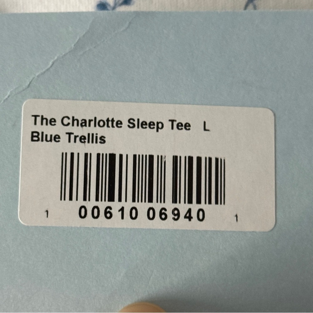 NWT Hill House the charlotte sleep tee blue white floral size large - Picture 4 of 6
